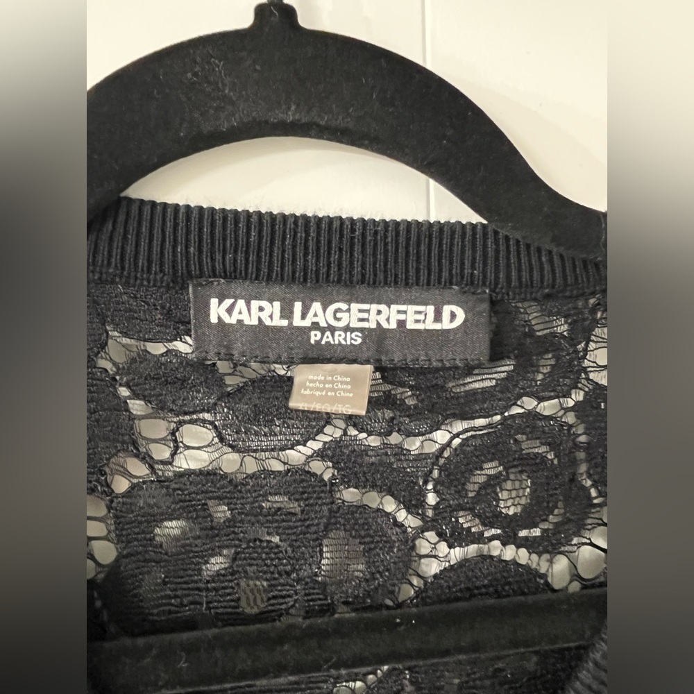 Karl Lagerfeld Black Cardigan with Lace Detail - Picture 2 of 8